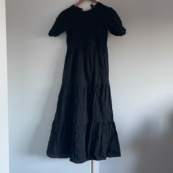 Black shirred midi dress - Picture 4 of 6